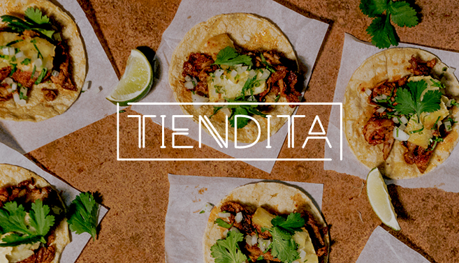 Tiendita logo on top of Tacos al pastor
